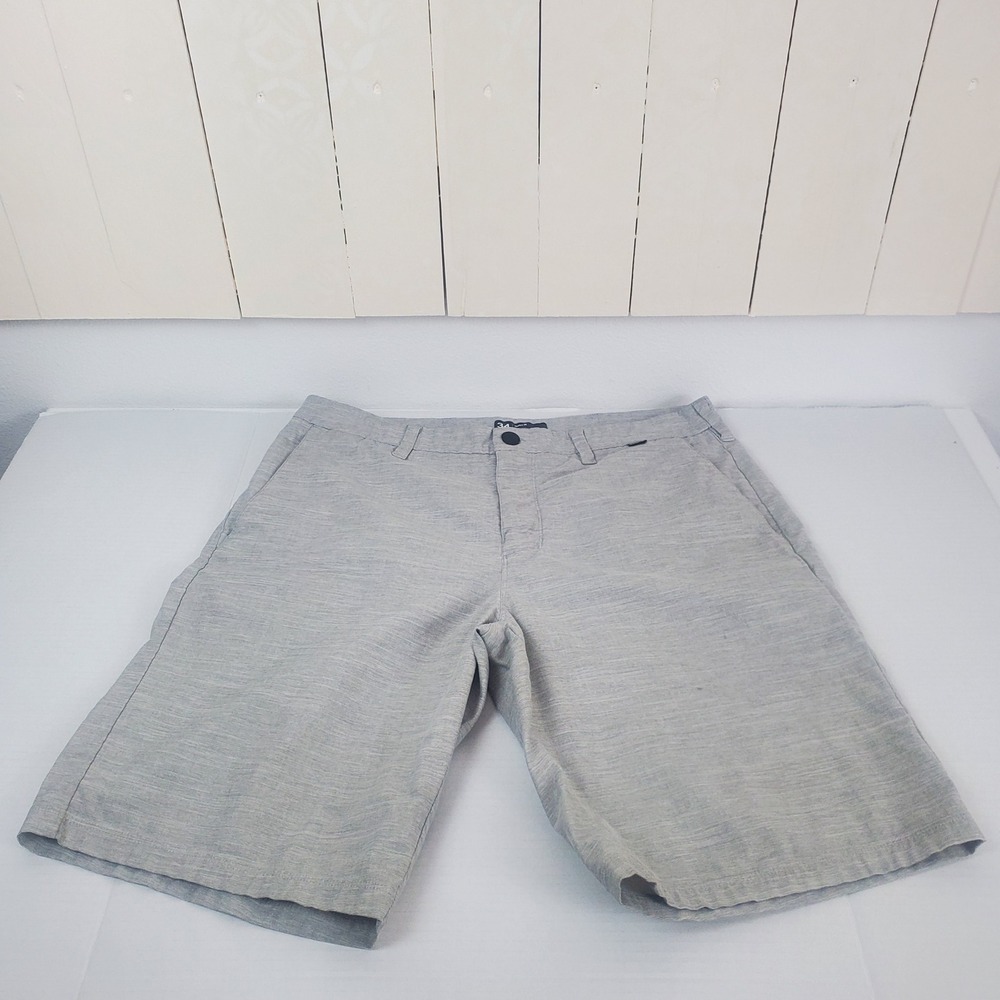 Hurley Mens Heather Grey Walk Shorts Size 34 Flat Front Stretch F2314-00